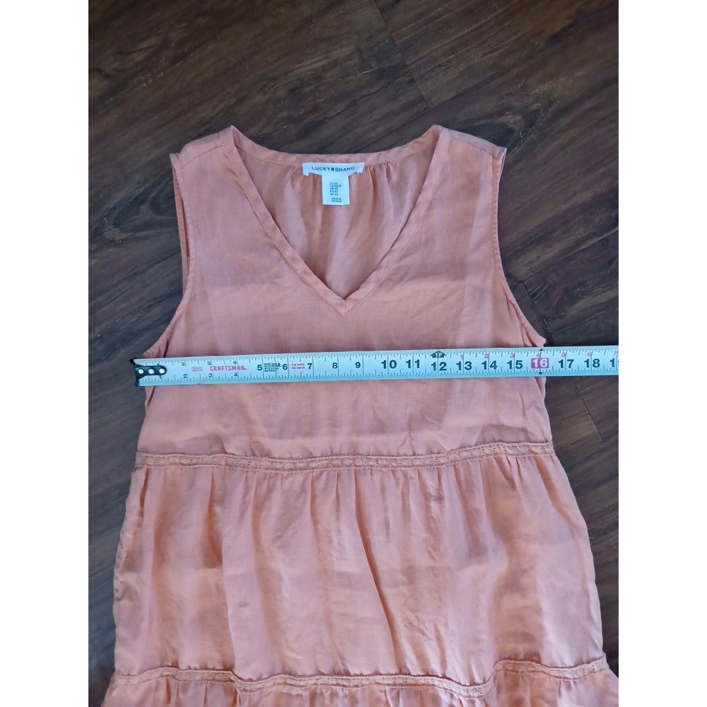 Lucky Brand Womens XS Orange Boho Sleeveless V Neck Tiered Sundress‎ Size XS - Picture 7 of 11